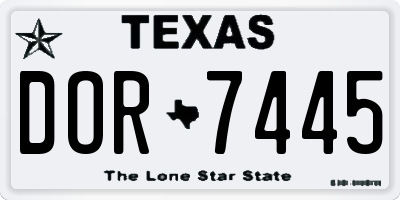 TX license plate DOR7445