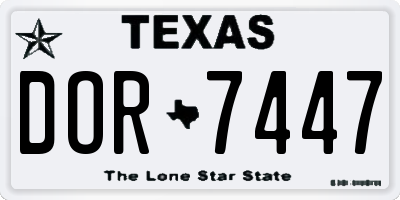 TX license plate DOR7447
