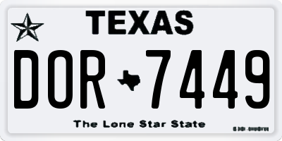 TX license plate DOR7449