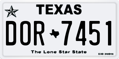 TX license plate DOR7451