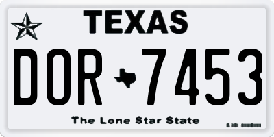 TX license plate DOR7453