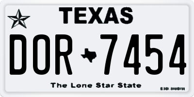 TX license plate DOR7454