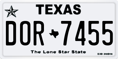 TX license plate DOR7455