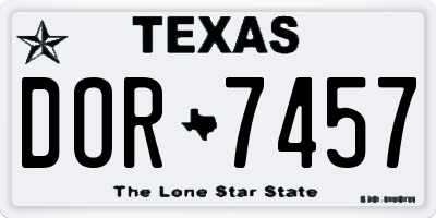 TX license plate DOR7457