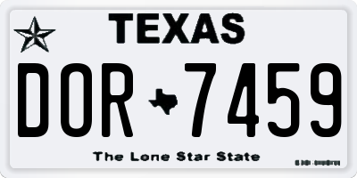 TX license plate DOR7459