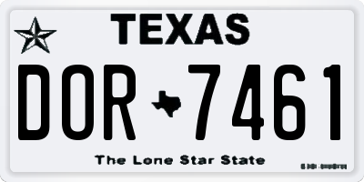 TX license plate DOR7461