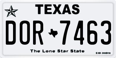 TX license plate DOR7463