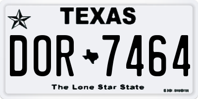 TX license plate DOR7464