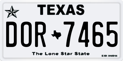TX license plate DOR7465