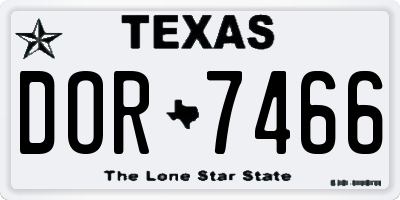 TX license plate DOR7466