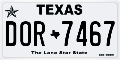 TX license plate DOR7467