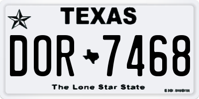 TX license plate DOR7468