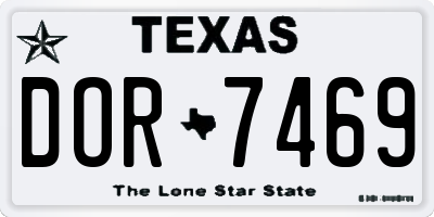 TX license plate DOR7469