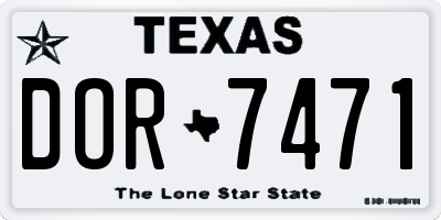 TX license plate DOR7471