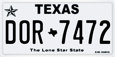 TX license plate DOR7472