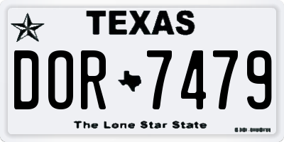 TX license plate DOR7479