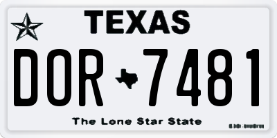 TX license plate DOR7481