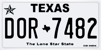 TX license plate DOR7482