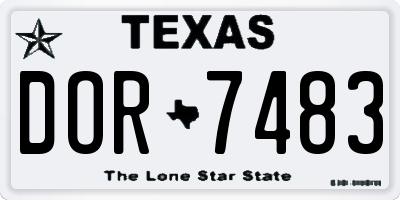 TX license plate DOR7483