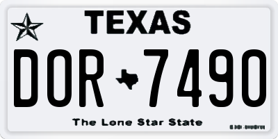 TX license plate DOR7490