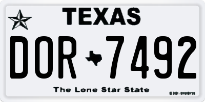TX license plate DOR7492