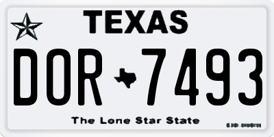 TX license plate DOR7493
