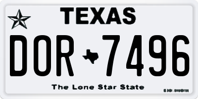 TX license plate DOR7496