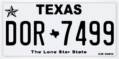TX license plate DOR7499