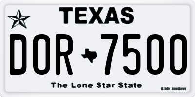 TX license plate DOR7500