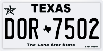 TX license plate DOR7502