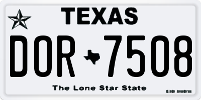 TX license plate DOR7508