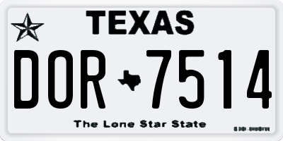 TX license plate DOR7514
