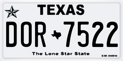 TX license plate DOR7522