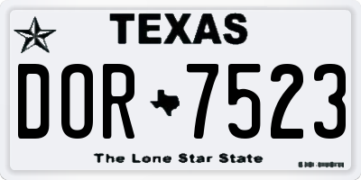 TX license plate DOR7523