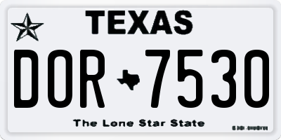 TX license plate DOR7530