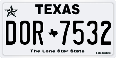 TX license plate DOR7532