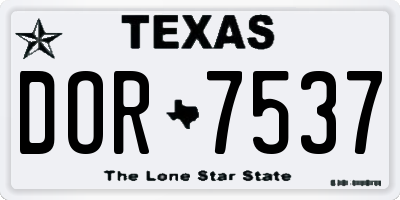 TX license plate DOR7537