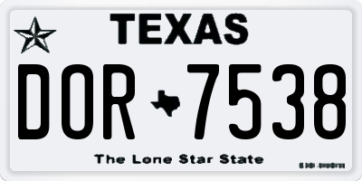 TX license plate DOR7538
