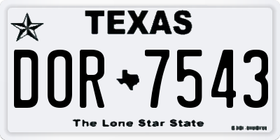 TX license plate DOR7543