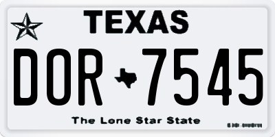 TX license plate DOR7545
