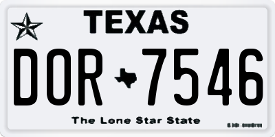 TX license plate DOR7546