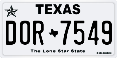 TX license plate DOR7549