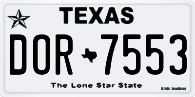TX license plate DOR7553