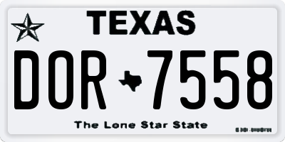 TX license plate DOR7558