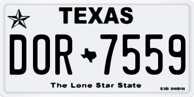 TX license plate DOR7559