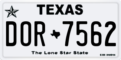 TX license plate DOR7562