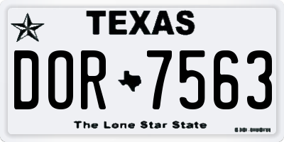 TX license plate DOR7563