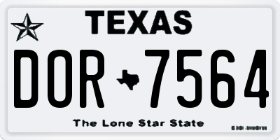 TX license plate DOR7564