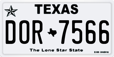 TX license plate DOR7566