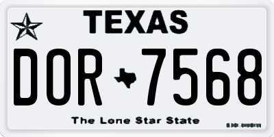 TX license plate DOR7568